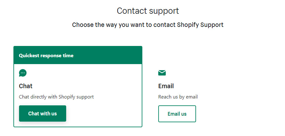 How to get the correct redirection to Shopify support for your Shopify store
