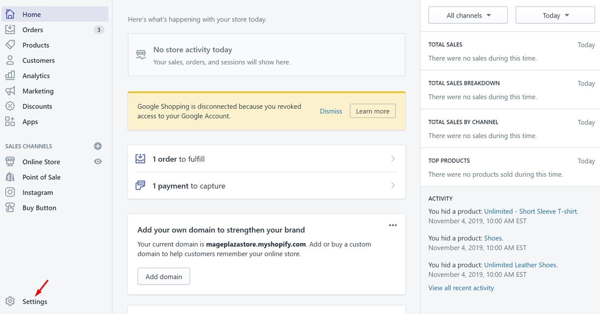 delete shopify account