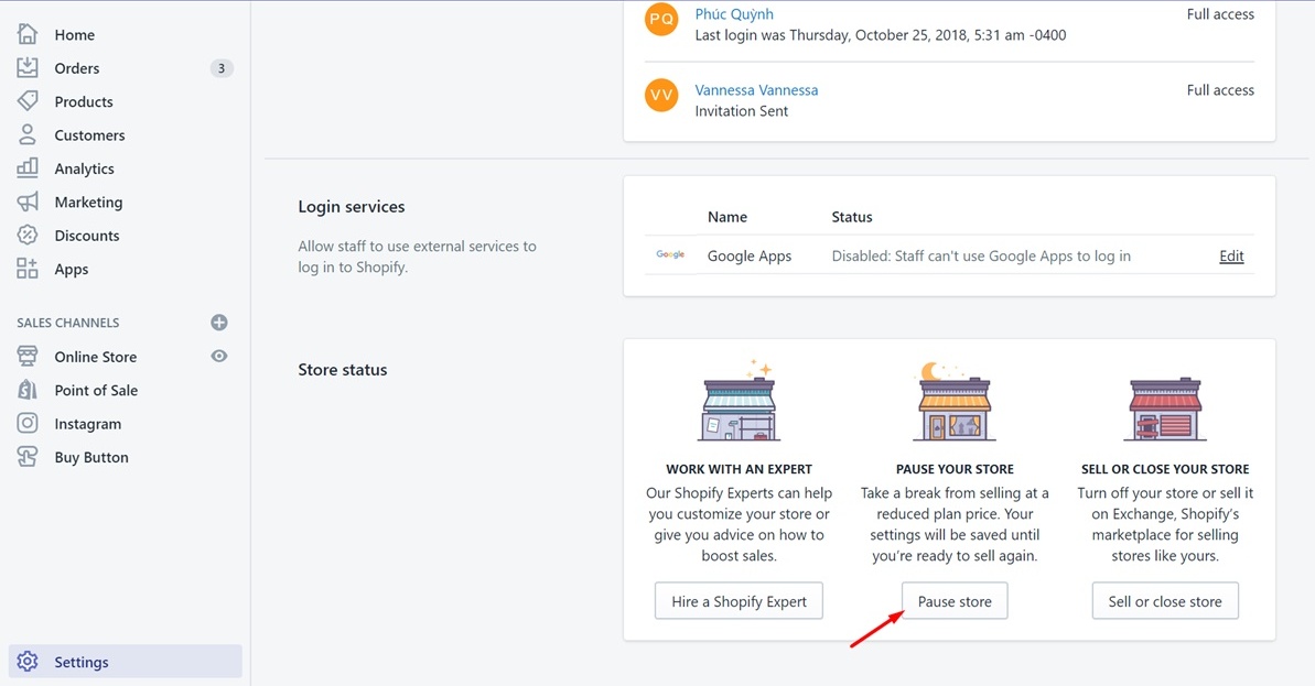 delete shopify account