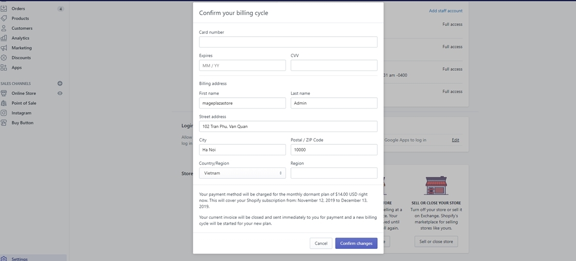 delete shopify account