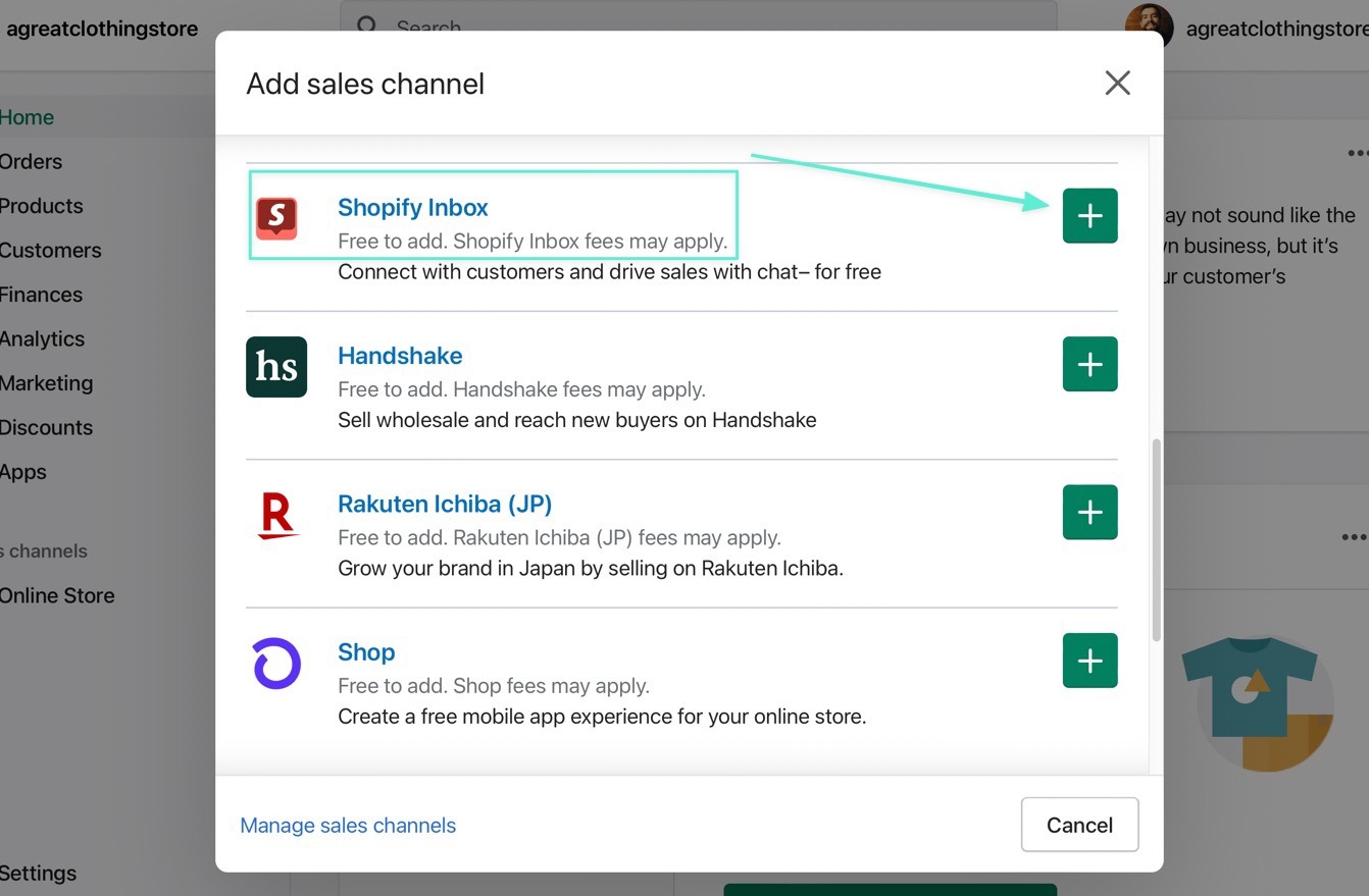 Shopify inbox