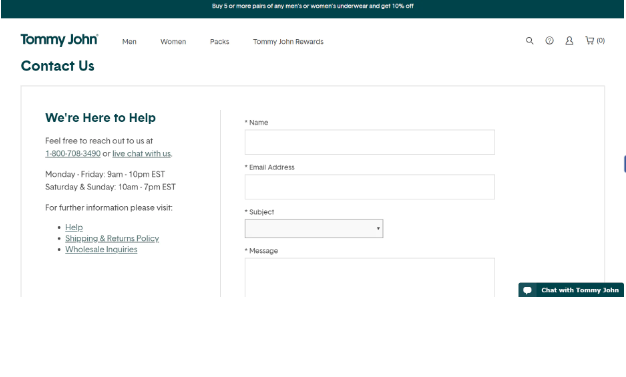 Shopify contact us page