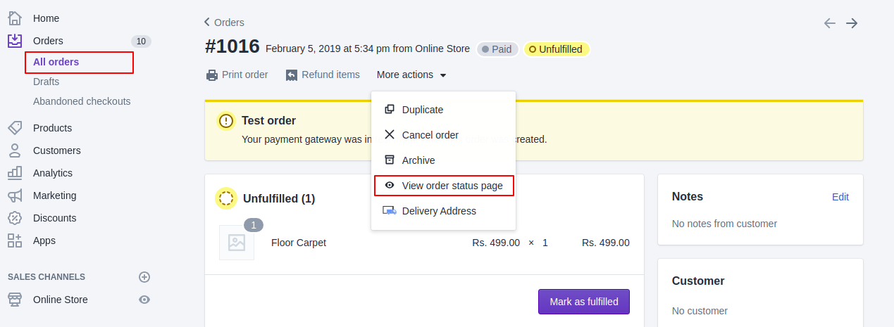 Shopify Order Status Page 