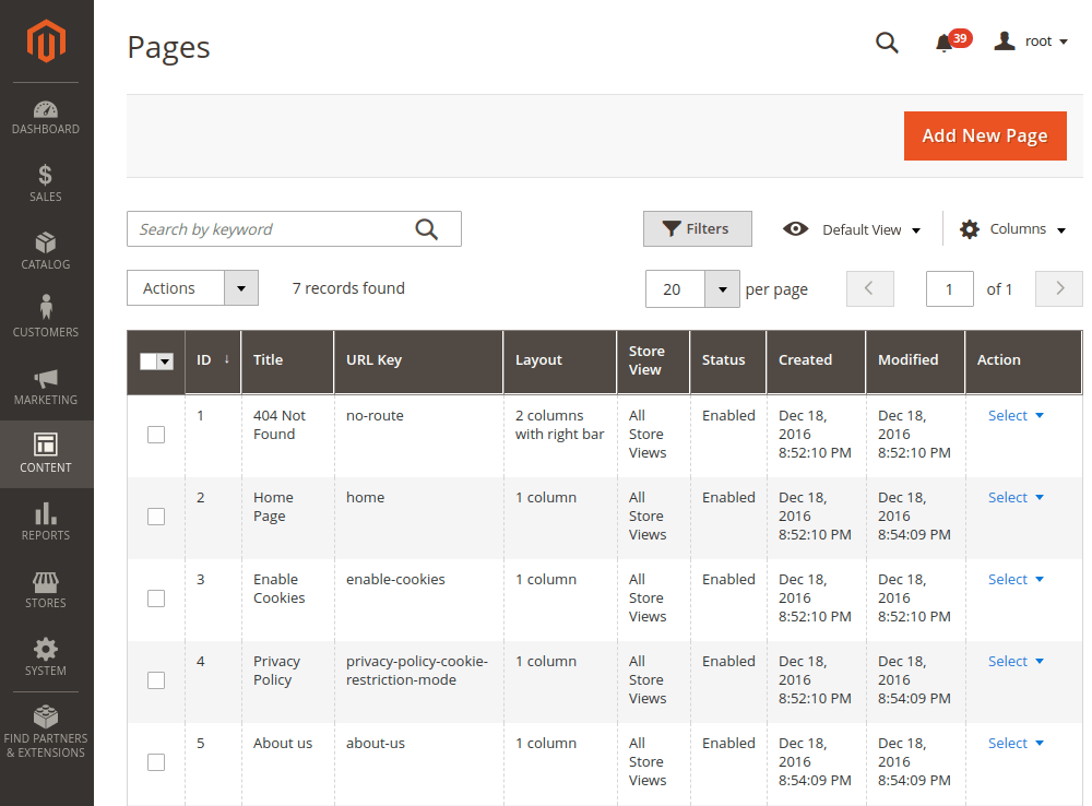 CMS magento 2