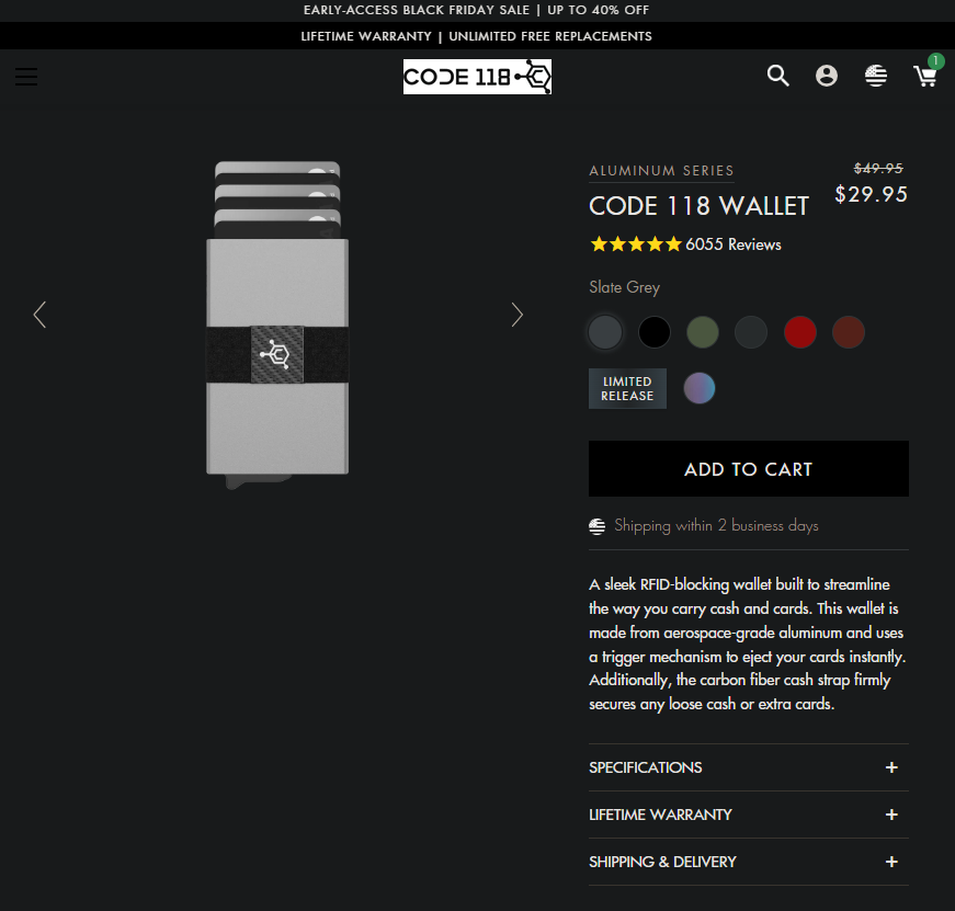 code 118 discount code