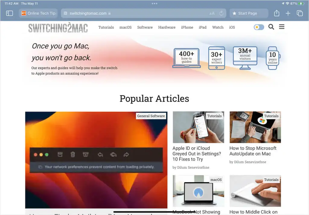 Website Tinting